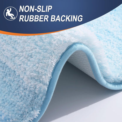 OLANLY Large Bathroom Rugs - Extra Soft Microfiber Mat 50x30 | Quick Dry & Machine Washable, Sky Blue