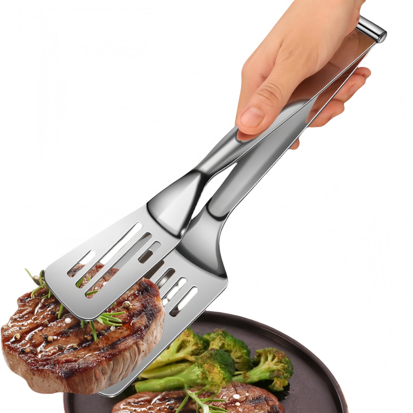 Huakai New Kitchen Cooking Tongs, Multifunctional Frying Spatula with Detachable Design, 304 Stainless Steel, Perfect for Grilling, Cooking, Frying, and Griddling (12.8 Inch)