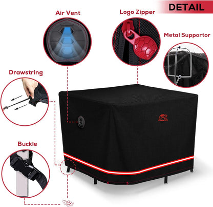 Turtle Life Heavy-Duty Waterproof Patio Furniture Cover - UV Resistant, Black, 56"L x 56"W x 29"H