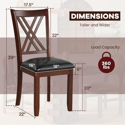 NAFORT Wooden Dining Chairs Set of 6, High Back Kitchen Chairs, Vintage Dining Room Chairs with Solid Rubber Wood Legs, Max Load 360 Lbs, Perfect for Kitchen, Dining Room, Cafe, Restaurant