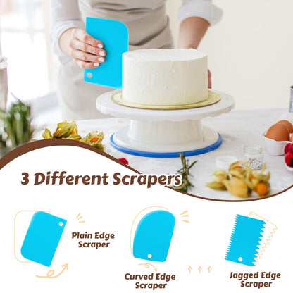 MIKESIER Dessert Decorating Syringe Set, Stainless Steel Frosting & Icing Piping Kit with 6 Tips and 9 Silicone Cupcakes,3 Cream Scraper for Cake Decorating Tools Cupcake Decorating Kit