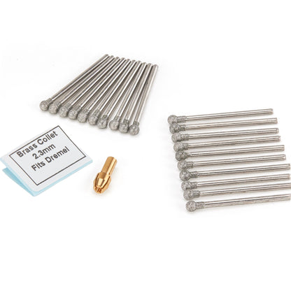 ILOVETOOL 4mm Circular Head Diamond Burs for Stone Carving Tools Pack of 20Pcs