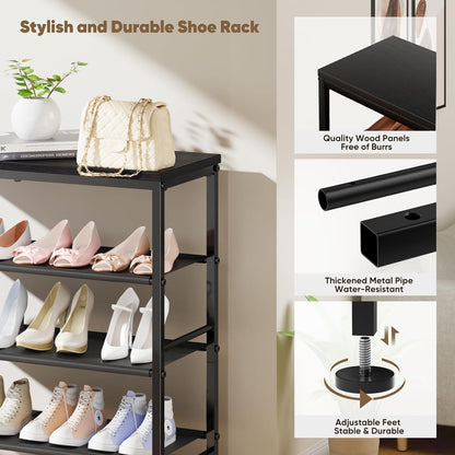 5 Closet,Industrial, Mavivegue Metal Shoe Rack, Tier Shoe Organizer with MDF Board and Non-Woven Fabric, Shoe Rack