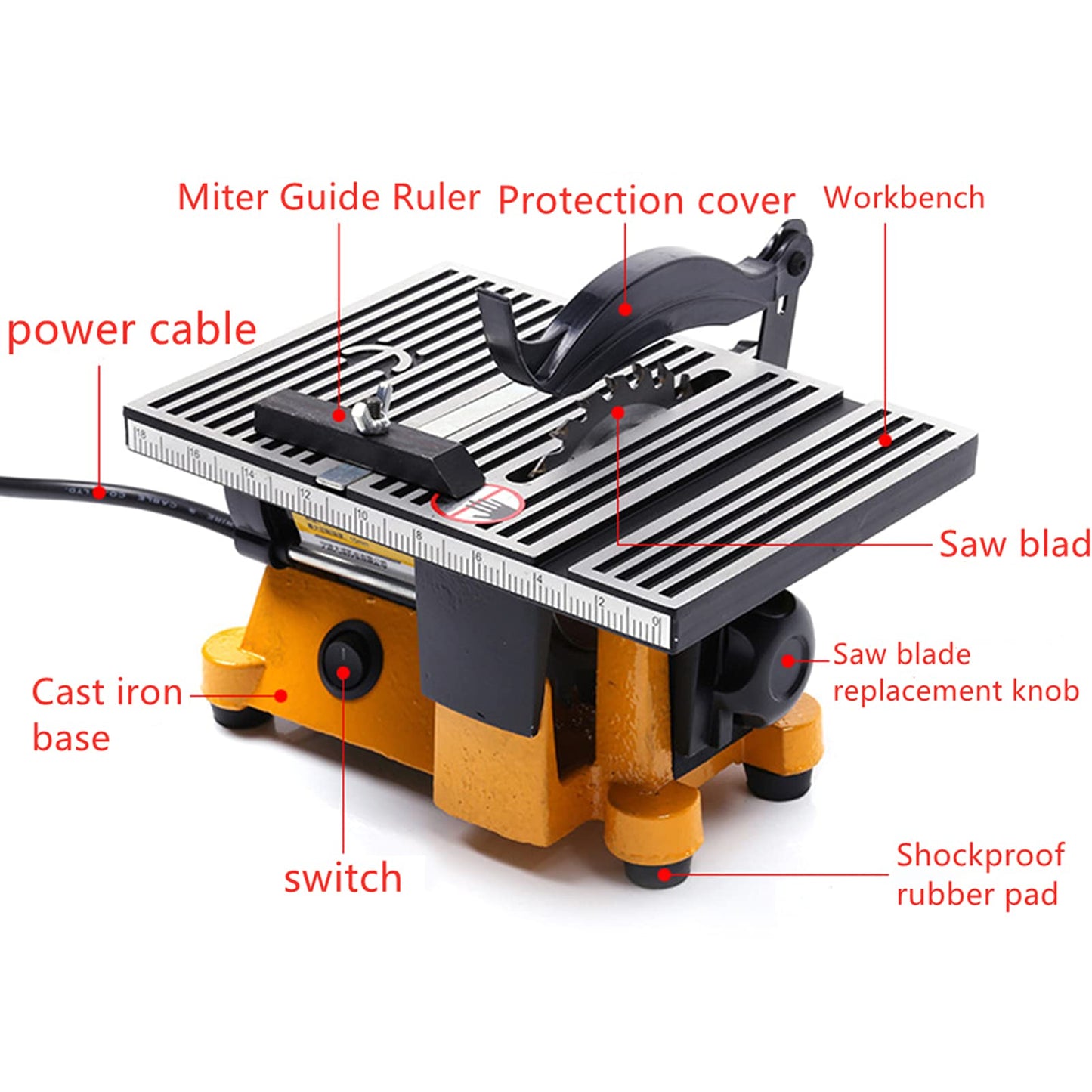 4" 60W MINI ELECTRIC TABLE SAW BENCH TOP GREAT ELECTRIC HOBBY CRAFT TABLE SAW DIY Power Tool Work Bench Stand Circular 2 PIECES Blades
