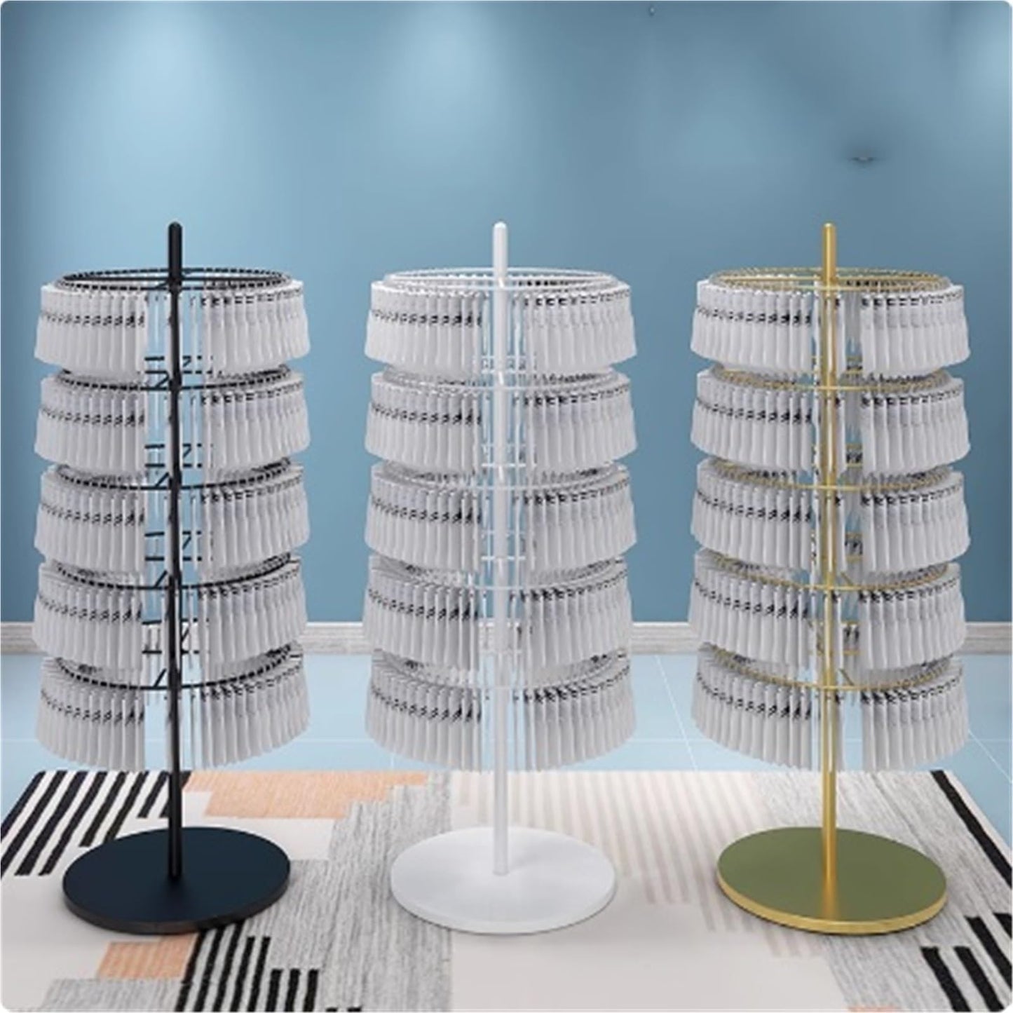 Retail Organizer Stand, Metal, Round Rotating Sock Display Rack, Commercial Clothing Store Shelf, for Handbags, Wreaths, Hats, Scarves, Jewelry & Crafts, 3/4/5/6/7 Layers(Gold,6th Floor)