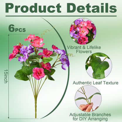 Artificial Flowers for Outdoors 6 Bundles UV Resistant Silk Flowers for Outside, Real Touch Faux Hibiscus Bouquets Tropical Faux Plants Fake Flowers for Outside Planter Front Porch Yard Home Decor