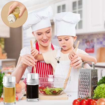 Kwude 3-Pack Leakproof Small Glass Oil and Vinegar Dispenser Bottles - Perfect for Kitchen Use - 3.38oz Each