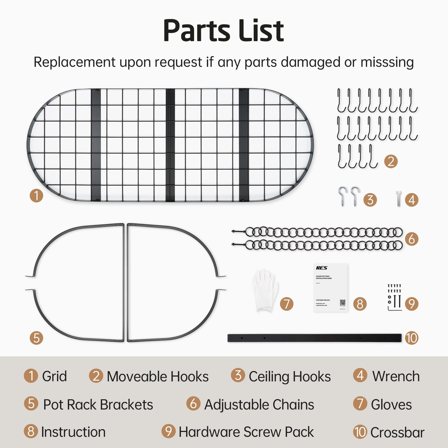 KES 48 Inch Large Hanging Pot Rack, Heavy Duty Oval Pot and Pan Hanging Rack Ceiling Mount, Pot Pan Hangers for Kitchen with 20 Hooks, Matte Black, (For 16" and 24" Joist Mount), KUR225S122-BK