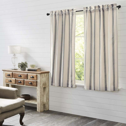 VHC Brands Grace Grain Sack Stripe Short Panel Set of 2, 63x37