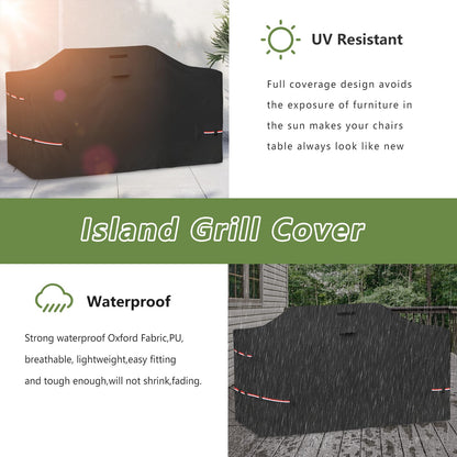 Osileyo 78 Inch Island Grill Cover - 600D Heavy Duty Waterproof All Weather Protection Outdoor Cover,Black