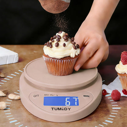 Small Digital Kitchen Scale Food -11lb/5kg Kitchen Weight Scale with LCD Display for Weight Loss, Sourdough Bread, Baking, Cooking, Keto and Meal Prep, 1g Precision, Batteries Included, Pink