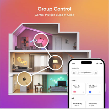 Nanoleaf Essentials Smart Light Bulbs, Matter Smart LED Bulbs Work with Alexa & Google Home, 1000lm 16M+ RGBTW Color Changing Light Bulb, Music Sync A19 E26 2.4GHz WiFi Bluetooth Light Bulb 60W, 4PK