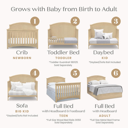 Simmons Kids SlumberTime Emma 4-in-1 Convertible Baby Crib N More - Greenguard Gold Certified, Natural Sandstone