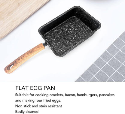 Breakfast Flat Pan, Tamagoyaki Omelette Pan, Non Stick Iron Square Frying Pan for Home Kitchen