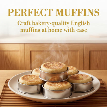 Lyellfe 20 Pieces English Muffin Rings, Stainless Steel Crumpet Rings, 3 Inch Double Rolled Nonstick Muffin Tart Ring Mold for Home Baking, Food Making