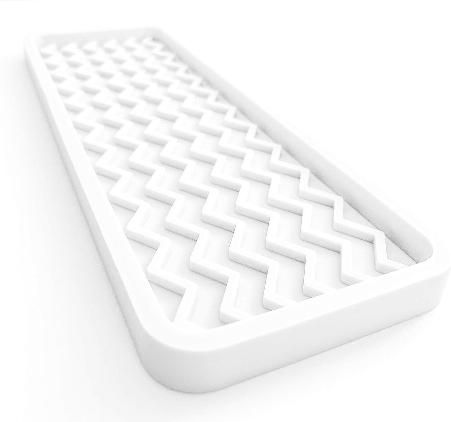 Happitasa Silicone Kitchen Sink Organizer Tray, Sponge Holder and Soap Dish, White, 12" x 4", Zigzag