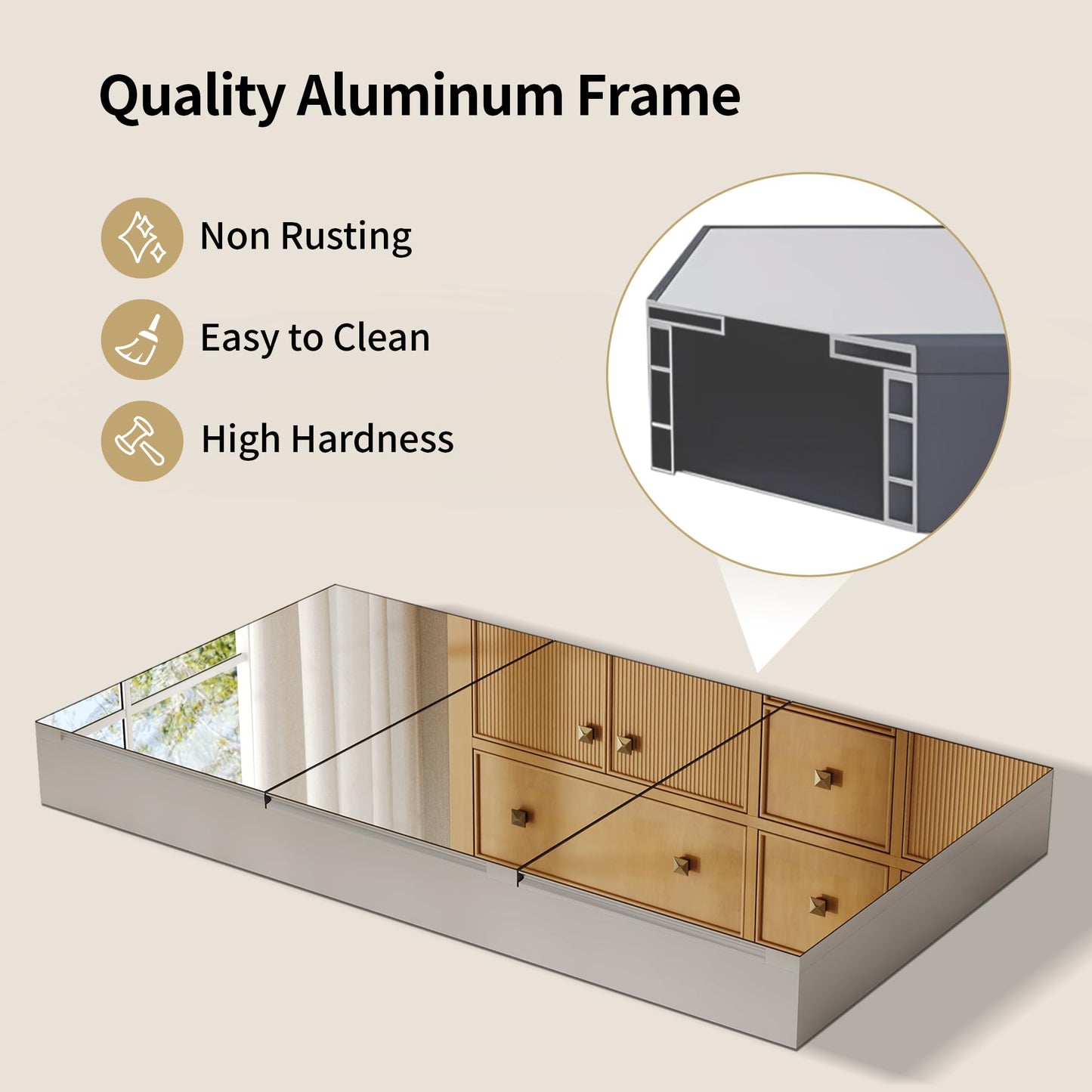 DeerValley Medicine Cabinet with Mirror, 48" W x 26" H Bathroom Mirror with Storage, 3 Doors Frameless Modern Wall Mount Mirrored Medicine Cabinets with 2 Adjustable Shelves DV-1MC0149