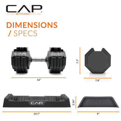 CAP Barbell 55 lb Pair of Adjustable Dumbbells with Full Rotation Chrome Handle