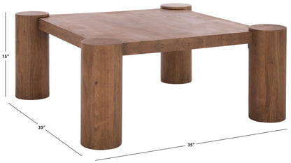 SAFAVIEH Couture Collection - Trescott Solid Wood Square Coffee Table with Chunky Cylinder Legs, Modern Accent Cocktail Table (SFV9763A)