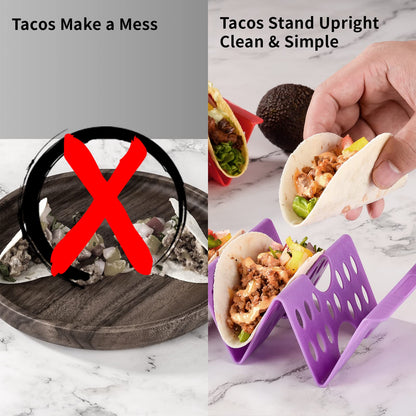 Aofure Taco Holders Set of 12, Taco Bar Serving Set for a Party, Large Taco Trays, Taco Holder Stand for Hard or Soft Taco, Taco Plate, Taco Tuesday Night, Taco Rack