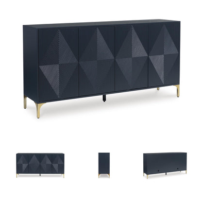 Signature Design by Ashley Loirwick Contemporary Accent Cabinet with Shelf and Geometric Pattern, Blue