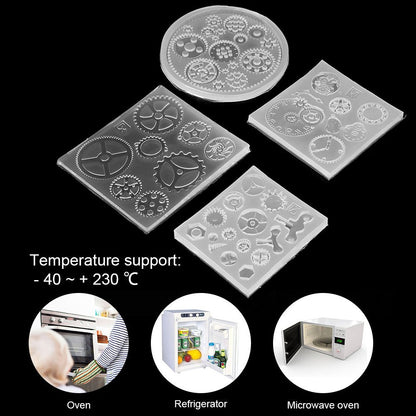Gear Silicone Mold, 4pcs/set Gear Shape 3D Candy Chocolate Cake Fondant Silicone Mold Cake Decoration Fondant Mold for DIY Resin Jewelry Pendant Decortion Party Supply
