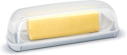 Clear Butter Dish with Lid, Easy Scoop Butter Keeper for Countertop, No Mess Lid, Dishwasher Safe