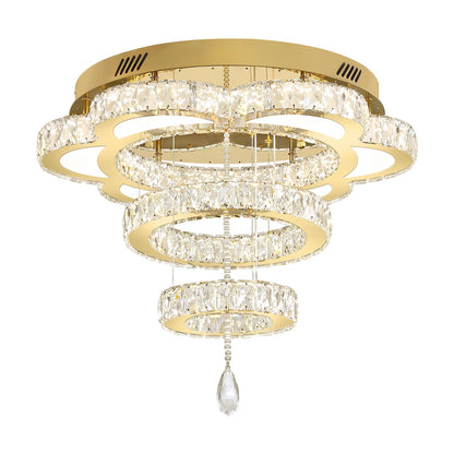 ykolupty W24 Modern Crystal Gold Chandelier for Living Room Dining Room,Bedroom, Entrance Ceiling Light Lamparas de techo LED Dimmable 2700K-6000K