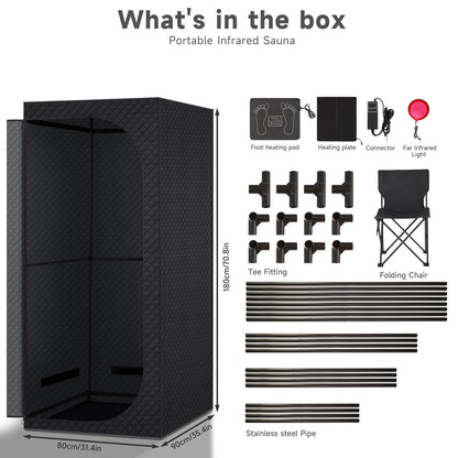 RRGFB Far Infrared Sauna Box with Red Light Therapy, Portable Dry Sauna for Relaxation, Detoxification, Carbon Crystal Heating,9 Levels, Full Size 5.9ft×2.9ft×2.6ft