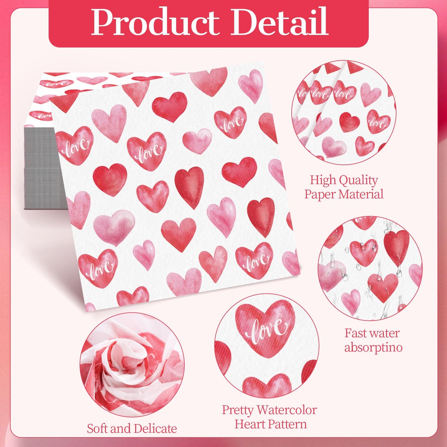 Glinarious Valentines Day Plates and Napkins Sets, Square Valentine Plates 9" Heart Plates 7" for Valentines Day Party Decorations