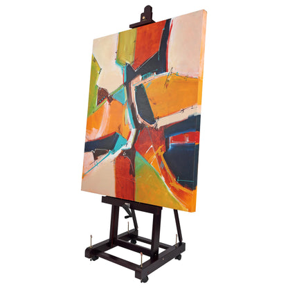 SoHo Urban Artist Pro Table Easel - Wooden Easel with Mahogany Finish, Adjustable Height to 100", Holds Canvases Up to 64", Tabletop Easels for Painting with Crank System and Casters