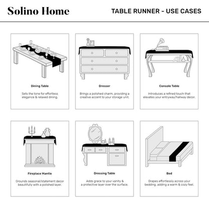 Solino Home Linen Table Runner 108 Inches Long - Amalfi Stripe, 100% Pure Linen Cherry Blossom and White Table Runner 14 x 108 Inch for Dining, Mothers Day, Spring, Summer