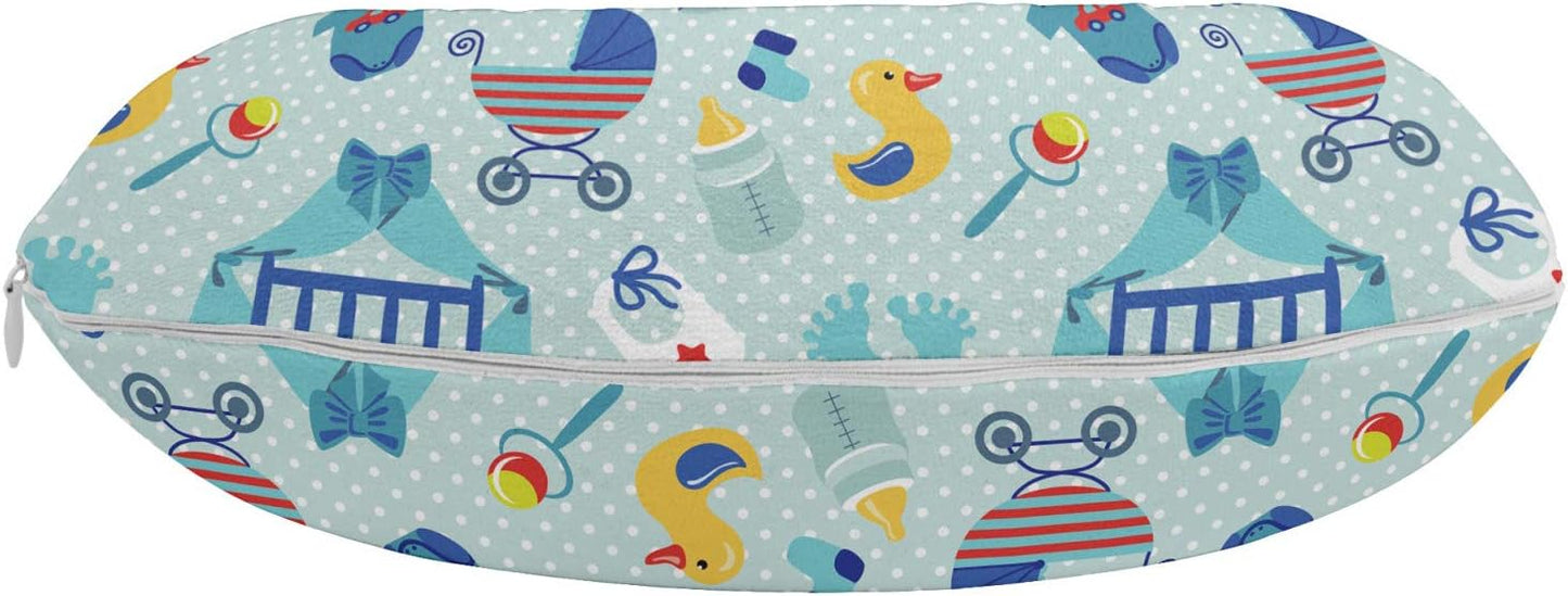 12", Ambesonne Cartoon Travel Pillow Neck Rest, Sleep Crescent Moon Pacifier Star Polka Dots Image, Memory Foam