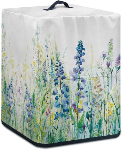 Air Fryer Oven Dust Cover, Insulated Kitchen Appliance Cover with Top Handle and Storage Pockets, Blue Green Floral