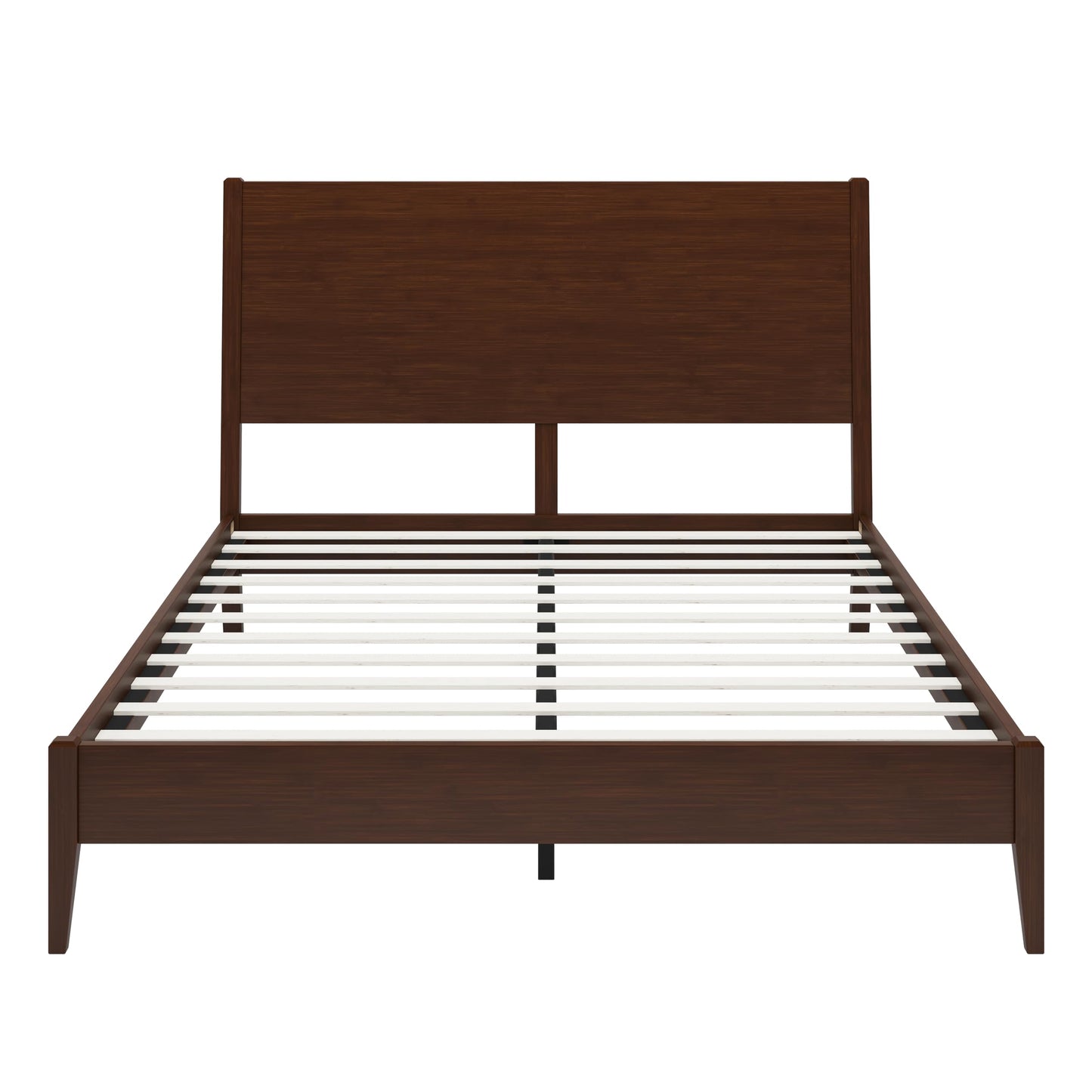 Christopher Knight Home Mid-Century Modern Solid Bamboo Wood Queen Size Sleigh Platform Bed Frame with Wood Slats and Metal Support,No Box Spring Needed,Easy Assembly, Chocolate