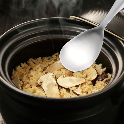 Comicfs 2Pcs Rice Spoon Paddle 304 Stainless Steel Rice Paddle Spoon Nonstick Rice Spatula Rice Scooper Metal Spoons Rice Cooker Spoons Food for Mixing Serving Draining Scooping Scraping (Matte)