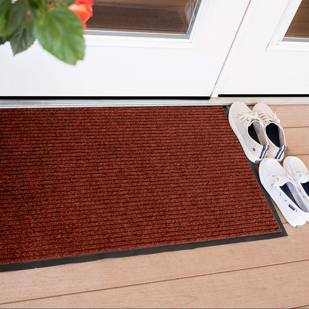 Notrax 109 Industrial Door Mat, 3' x 10' Large Entrance Mat, Heavy Duty Commercial Rug for Businesses, Welcome Lobbies, Garage, and Mudroom, Made in the USA, Red, Brush Step 109S0310RB