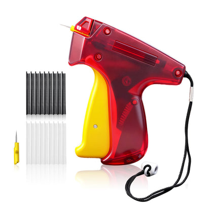 Mini Stitch Gun for Clothes, Quick Clothing Fixer Kit Includes 1 Needle, 1000 Black and 1000 White Fasteners, Sewing Tool for Fabric Quilting Hemming (Red)