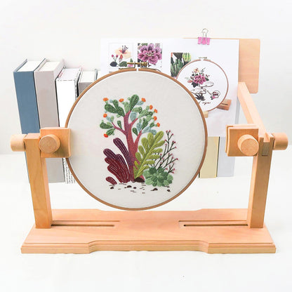 Embroidery Hoop Stand - Wooden Cross-Stitch Frame?Holder Floor Stand | Size Adjustable Hands-Free Desktop 360 Degrees Rotating Embroidery Stands for Hand Work