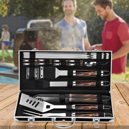 Grilljoy BBQ Accessories Grill Tools Set - 22PCS Stainless Steel Barbecue Grill Accessories for Outdoor Grill with Black Aluminum Case - Christmas Grilling Gifts for Men & Dad -Grill Tools Kit