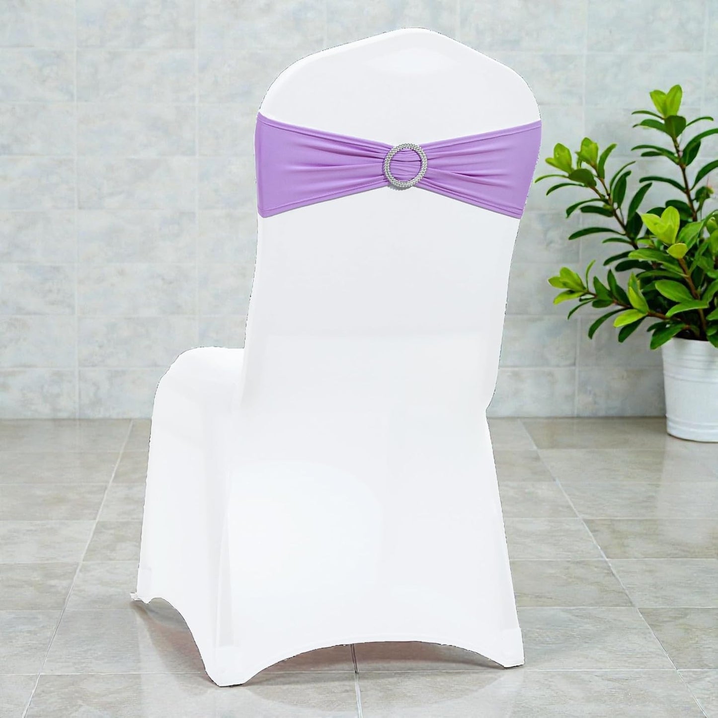 MDS Spandex Chair Sashes - Universal Elastic Stretch Bands with Buckle Slider for Weddings | Lavender, Pack of 150