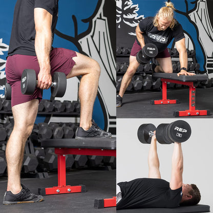 REP Urethane Coated Dumbbell Set - 5-75 lb with 3-Tier Rack