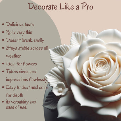 Confect White Gum Paste for Cake Decorating | Chef-Grade Sugar Paste for Making Elegant Roses, Flowers, Ruffles & Leaves | Perfect for Christmas Cakes & Fondant Decorations | Vegan, Gluten-Free, Nut-Free, Palm Oil-Free- 8.8 Oz