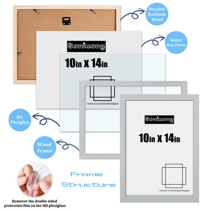 10x14 inch Wood Picture Frames for Wall Hanging,Diamond Painting Frames Rectangle Baby Scan Picture Frame for Family Walls Decoration,Anniversary,Wedding,Christmas,Halloween,Shower,Certificate (Gray)