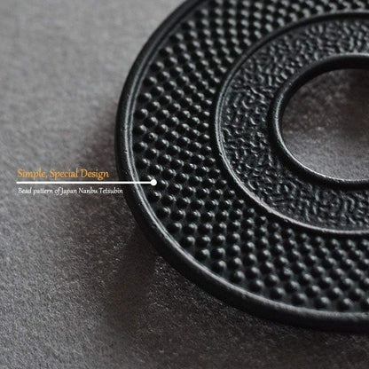 suyika Cast Iron Mat with Rubber Pegs for Japanese Tea Kettle Black Trivet 5.3in