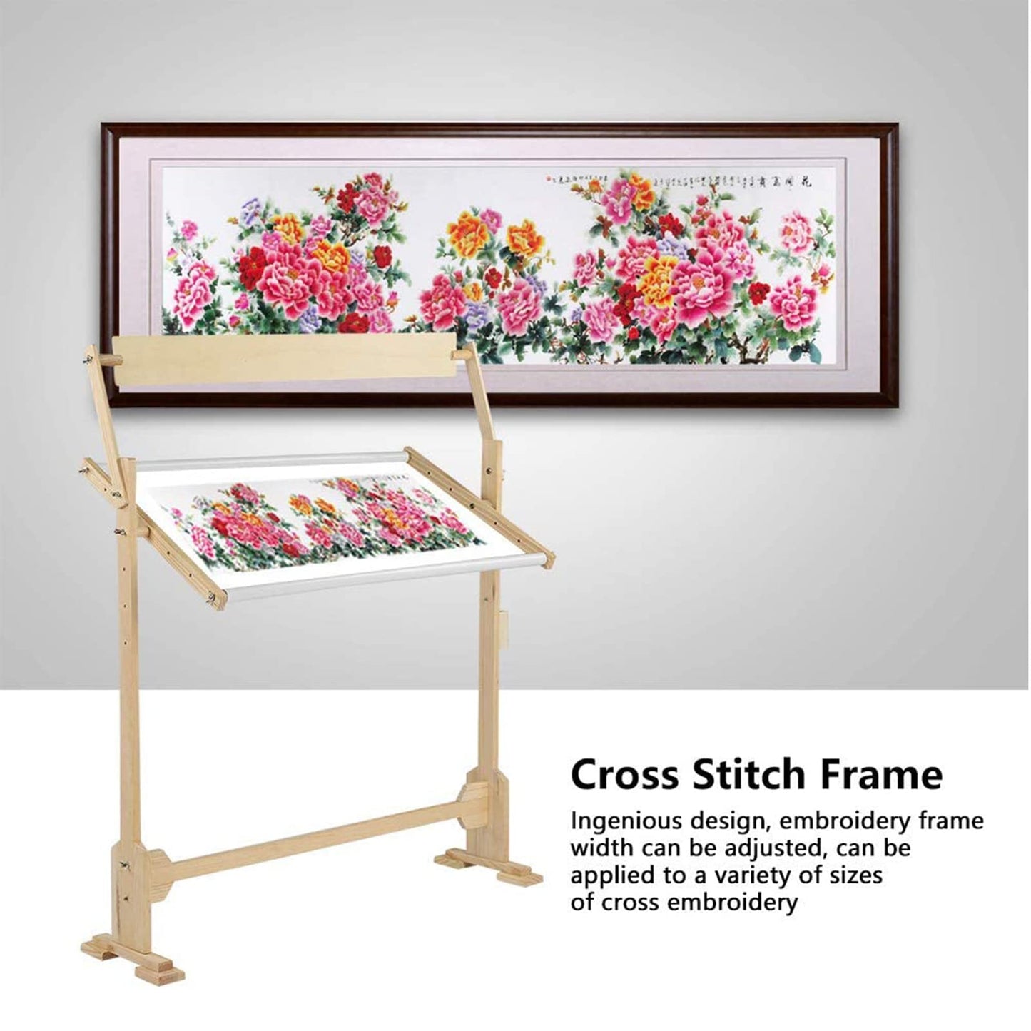 ELUKHT Embroidery Hoops Stand, 360 Degree Adjustable Embroidery Stand,Cross Stitch Frame Stand,Wooden Frame Cross Stitch Floor Stand for Cross Stitch Needlework Art Craft Sewing