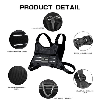 Sports Chest Bag For Men Women, Running Vest Bag With Built,Phone Holder For Workouts&Ski&Cycling&Hiking,Motorcycle Accessories