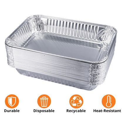 SilvaKoon 20 Pack Grill Drip Pans, Compatible with Weber 6415 Grill Accessories, Genesis, Traveler, Q Series, Disposable Aluminum, Foil Grease Trays 8.5" X 6" (20 Pack)