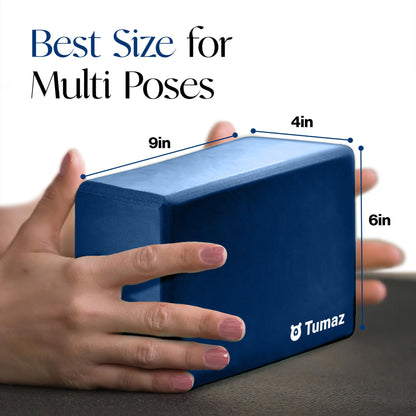 Tumaz Non-Slip Yoga Blocks 2-Pack - High Density/Lightweight EVA Foam & Natural Cork for Stability, Premium Set with E-Book Included