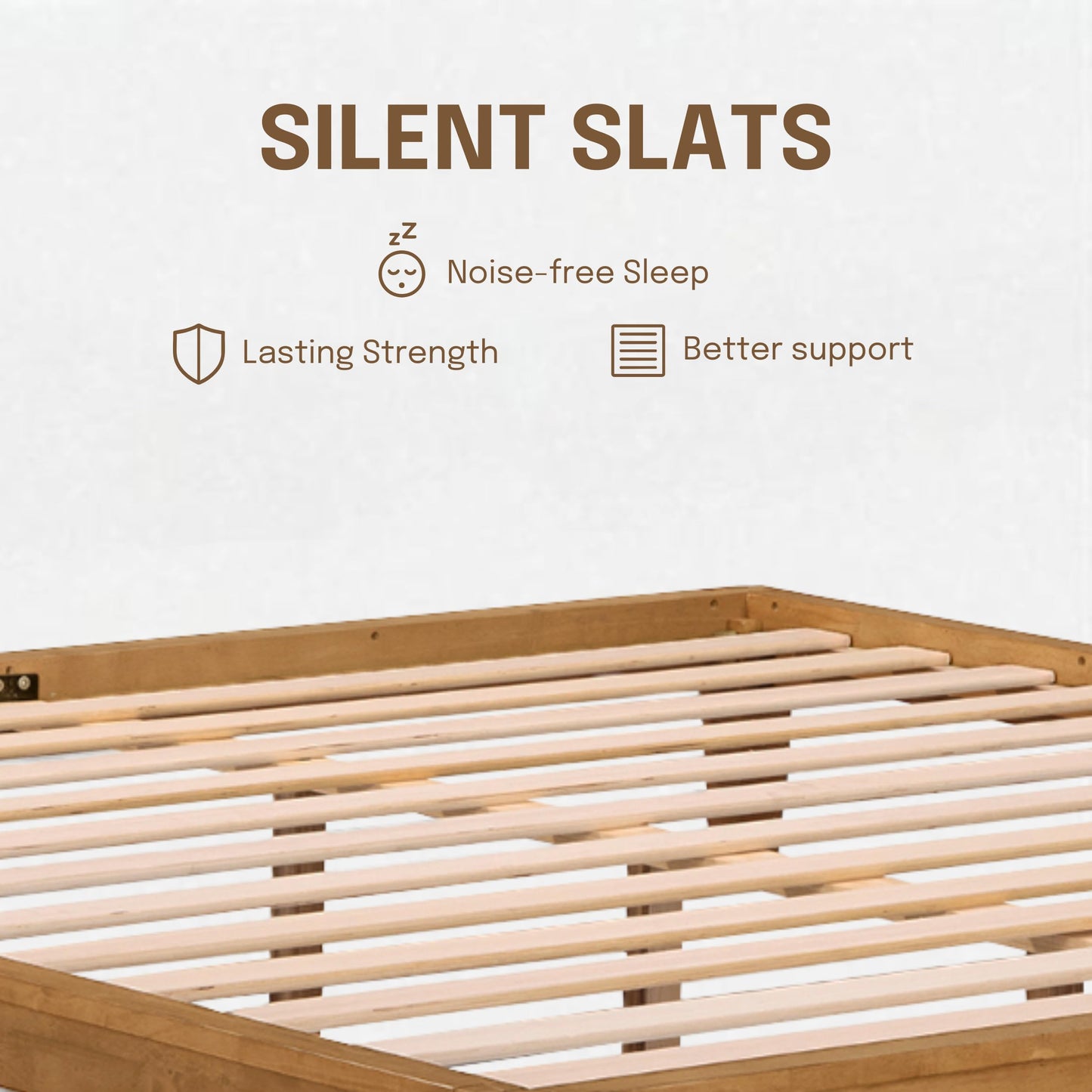 NTC Sapa Solid Wood Platform Bed Frame – Minimalist, Japanese Joinery, No Box Spring Needed, Silent Slats, Easy Assembly – King – Teak Look